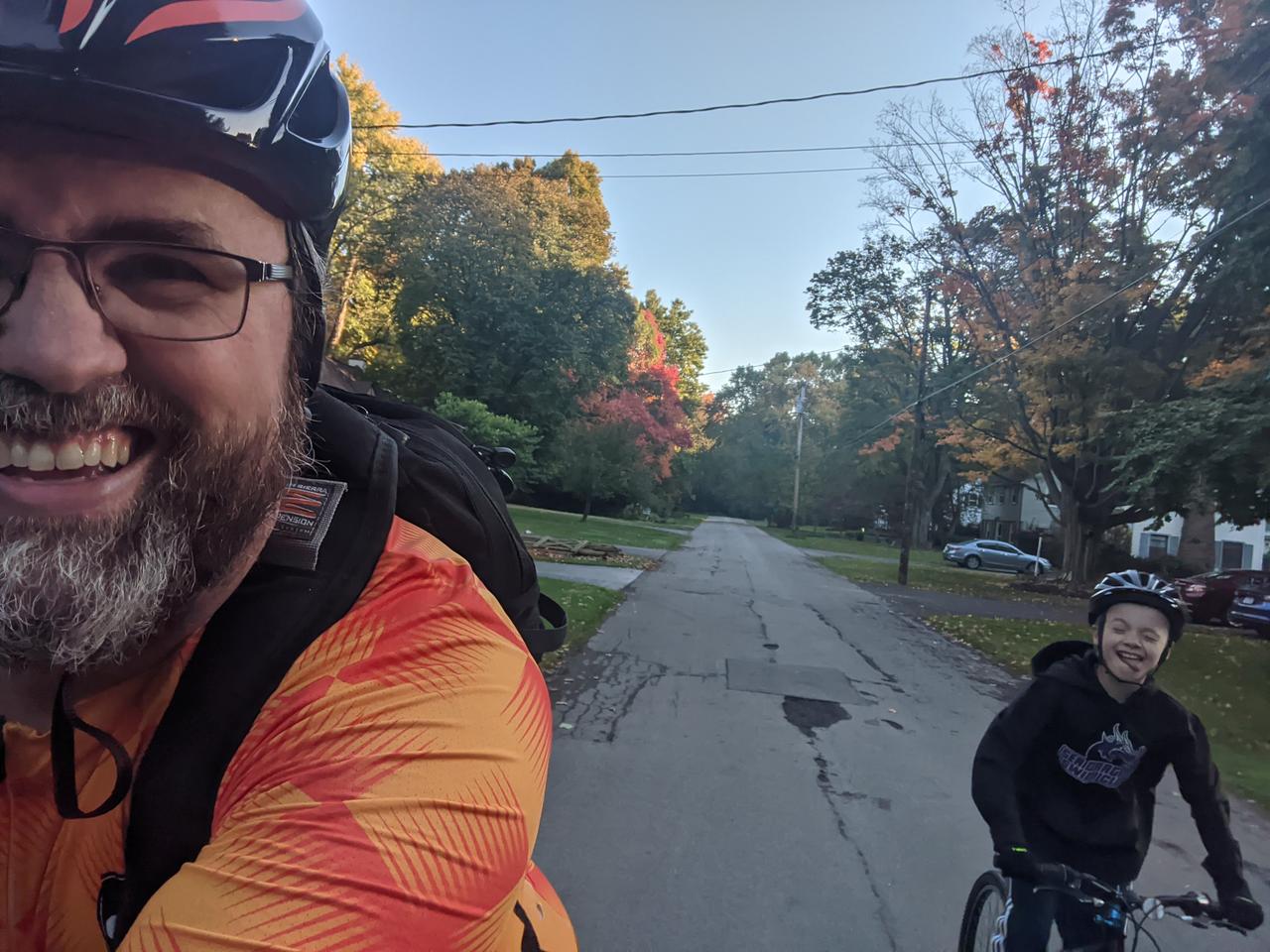 Biking with youngest through our beautiful neighborhood